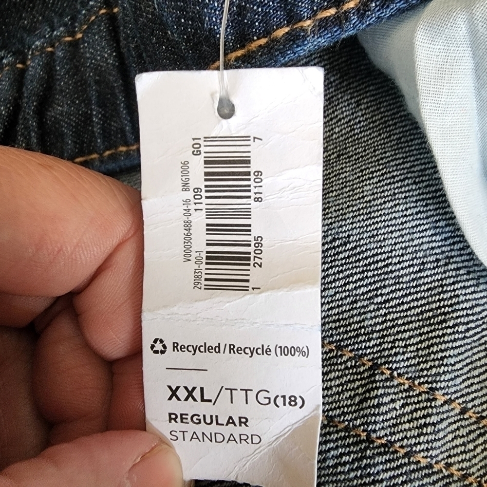 NWT Old Navy Dark Wash Jeans Boys XXL 18 Regular Straight Thigh Leg Drawstring - Picture 7 of 8